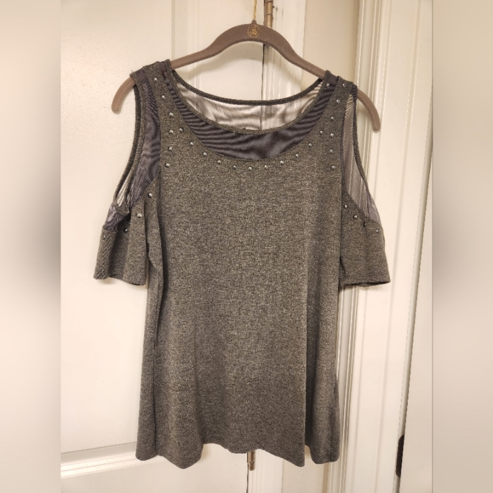 Rock & Republic Studded Open Shoulder Top